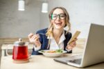 Woman having a business lunch